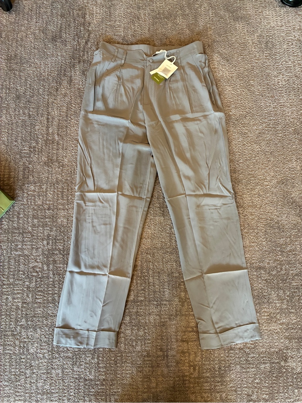 Tucked Tapered Silk Pants